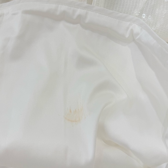 Theory Sequin T-Shirt Mini Dress Oversized White Small Chic Holiday Bridal Party - Picture 15 of 16